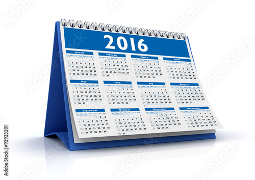 Desktop Calendar 2016 isolated
