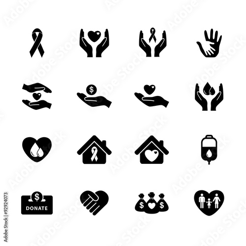 Charity icon. Donation icon. Donate icons. Silhouette. Illustrat