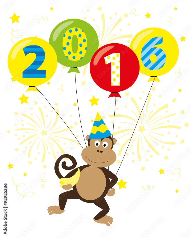 dancing monkey with balloons 2016 and fireworks