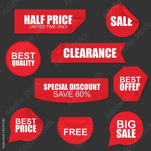 Red paper sale stickers