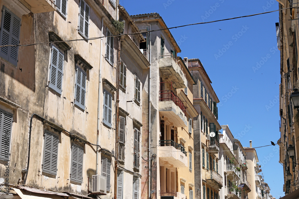old buildings Corfu town Greece