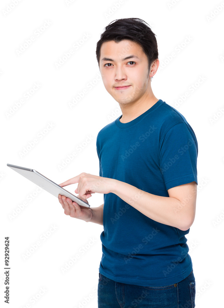 Man use of the tablet pc Man use of the tablet pc