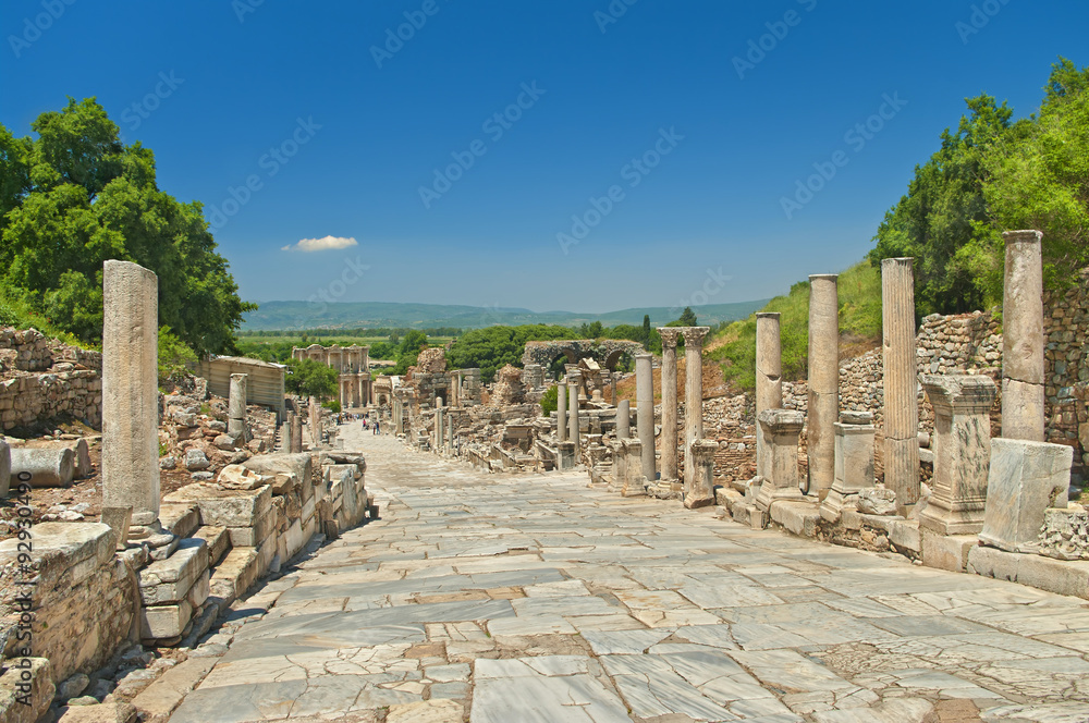 ancient greek alley with columns