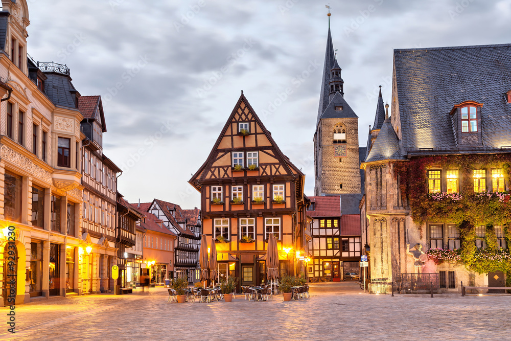 Fototapeta premium Half-timbered house on Market Square of Quedlinburg