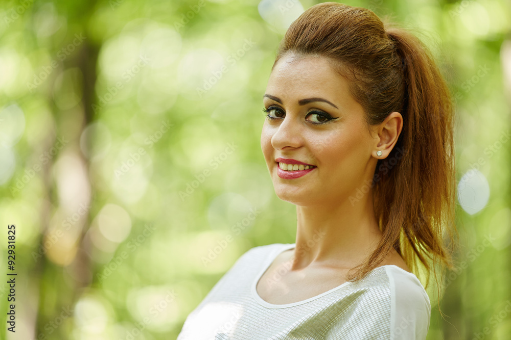Beautiful woman in the oak forest Beautiful woman in the oak forest
