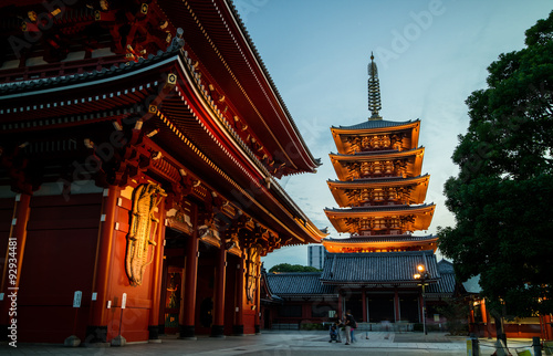 Senso-ji temple in Asakusa at twilight, Tokyo, Japan