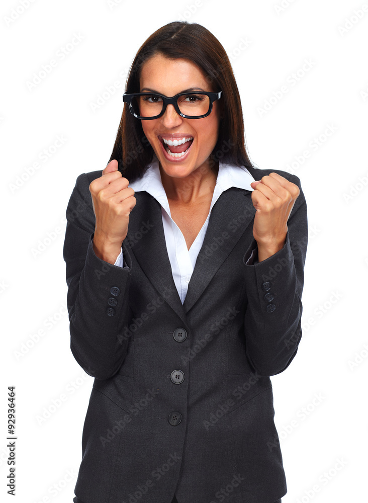 Happy excited business woman. Happy excited business woman.