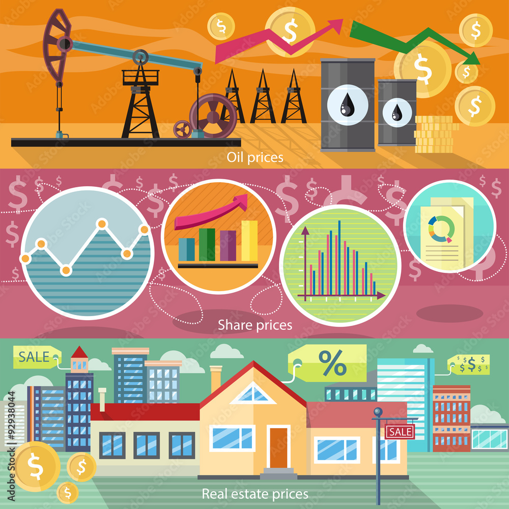 Concept of Real Estate Price Oil and Shares Concept of Real Estate Price Oil and Shares