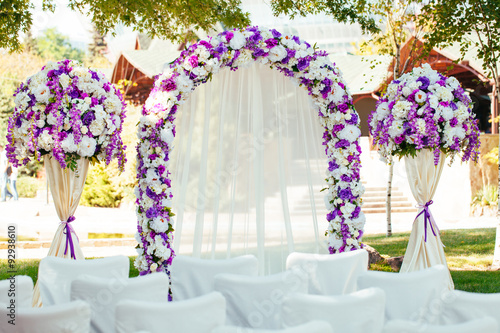 .Wedding arch. Beautiful Wedding Ceremony.