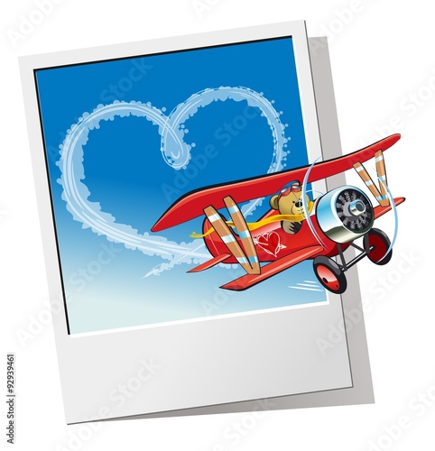 Valentines Card with Cartoon airplane