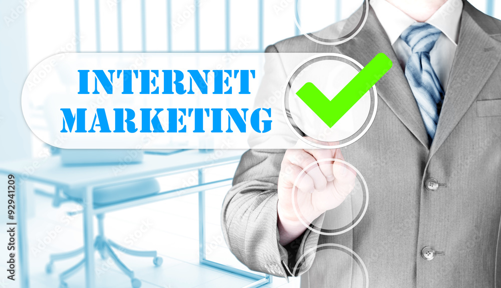 business man pressing checkbox internet marketing business man pressing checkbox internet marketing