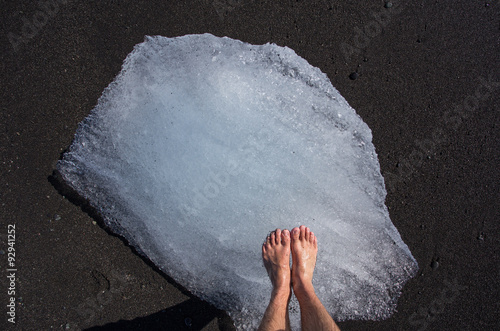 standing barefoot on ice