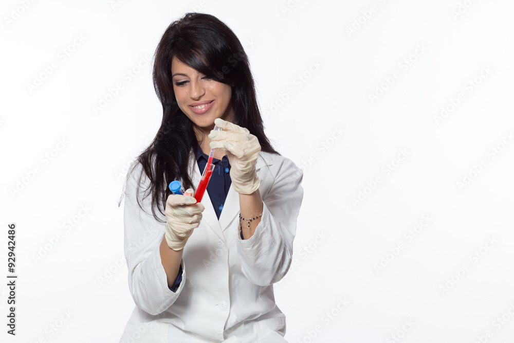 smiling biologist student isolated on white background smiling biologist student isolated on white background