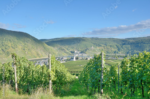 Blick auf die Weinorte Beilstein und Ellenz-Poltersdorf an der Mosel nahe Cochem,Deutschland