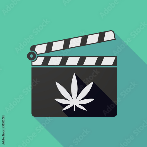 Long shadow clapper board with a marijuana leaf