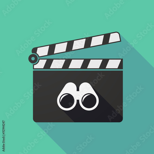 Long shadow clapper board with a binoculars