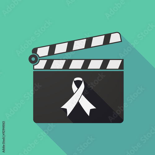 Long shadow clapper board with an awareness ribbon