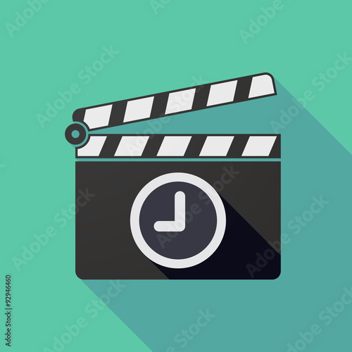 Long shadow clapper board with a clock