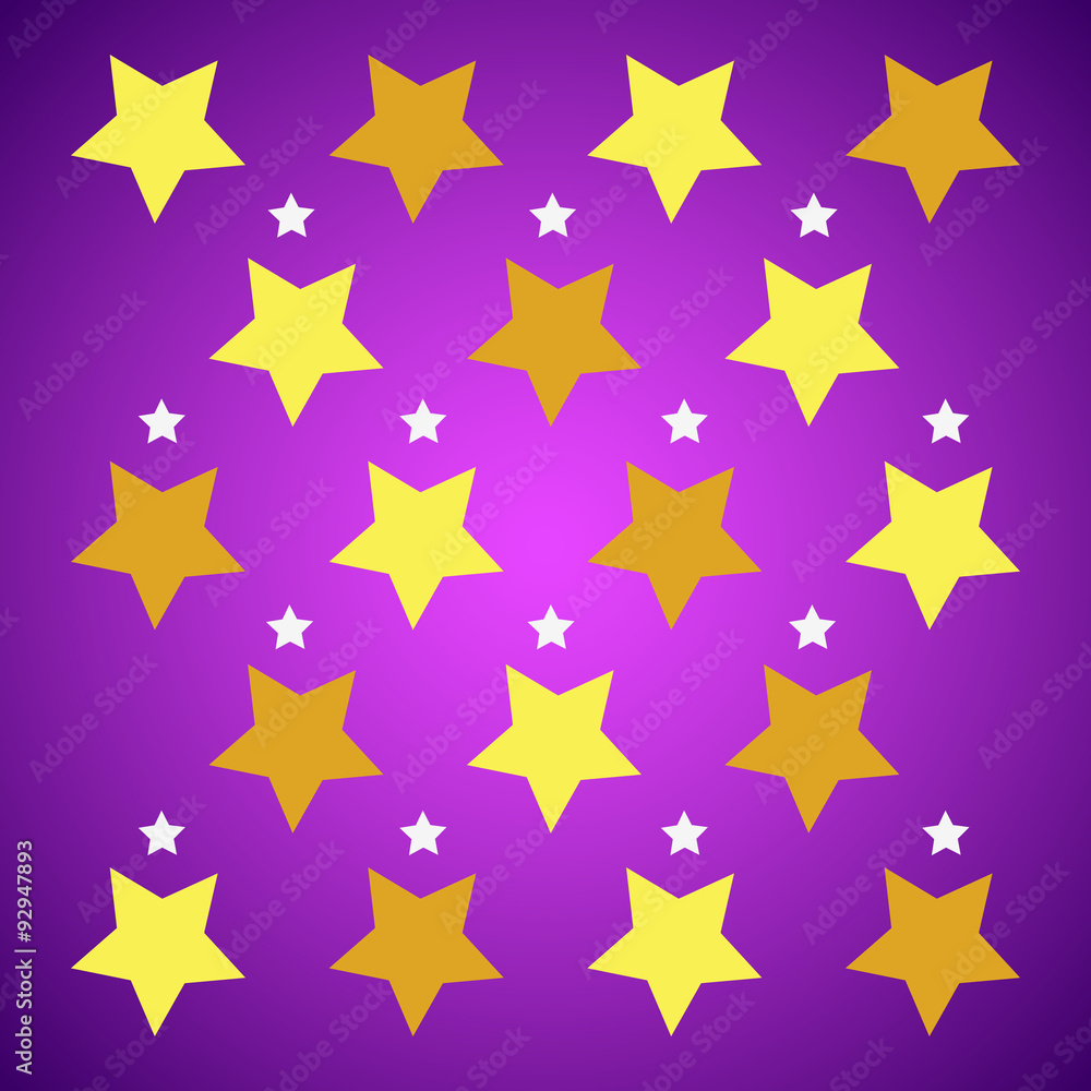 Fototapeta premium Yellow stars on purple background
