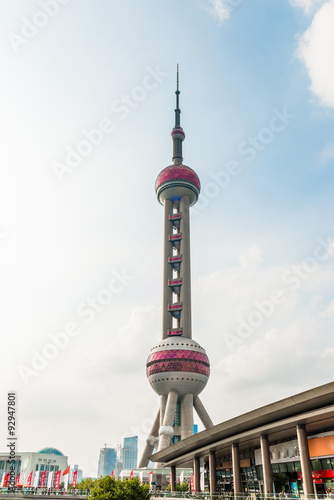 Photography The Oriental Pearl Tower, landmark of Shanghai city.