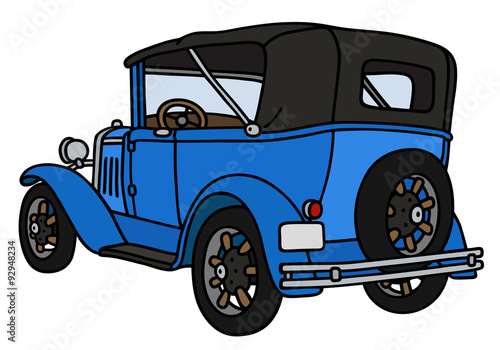 Vintage blue cabriolet / Hand drawing, not a real model
