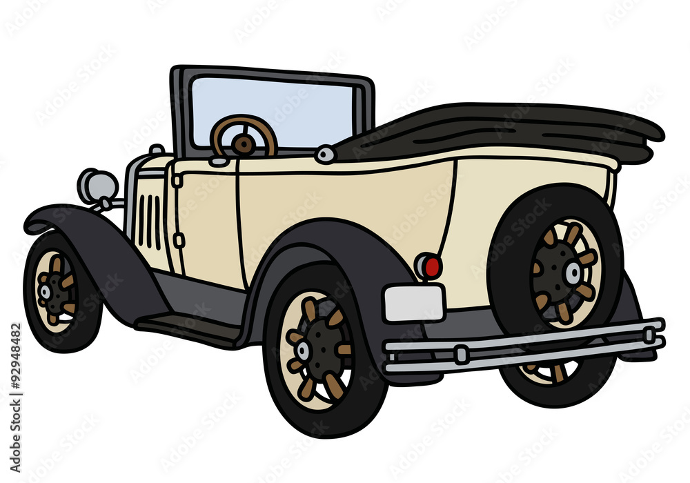 Vintage cream cabriolet / Hand drawing, not a real model