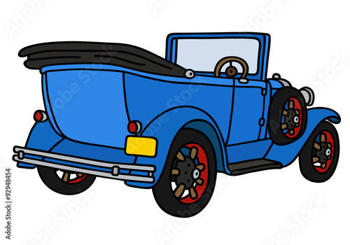 Vintage blue cabriolet / Hand drawing, not a real model