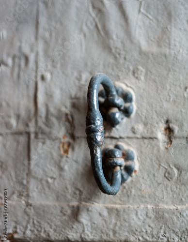 closeup view of old rustic door handle