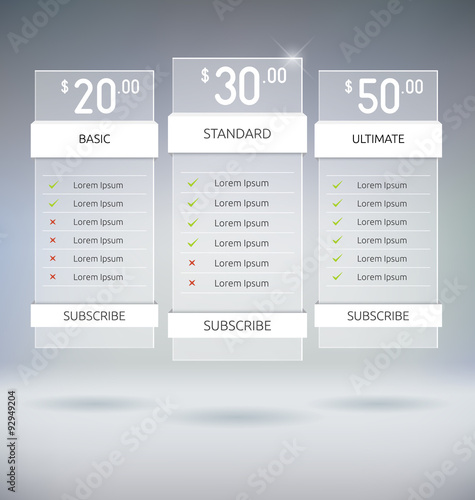 Pricing Tables