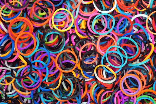 Group of colorful rubber rings for background image