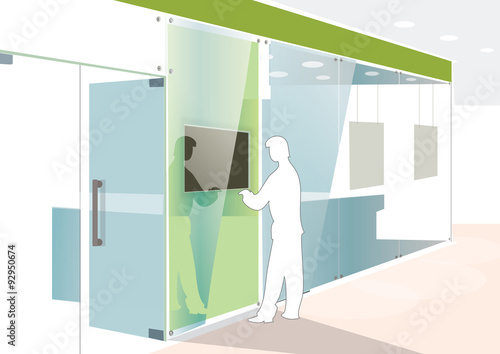 Touch screen kiosk, instant payment stand. Vector