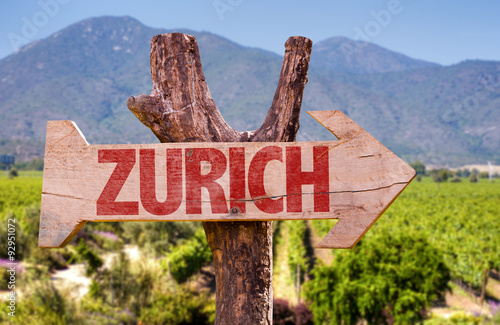 Zurich wooden sign with winery background