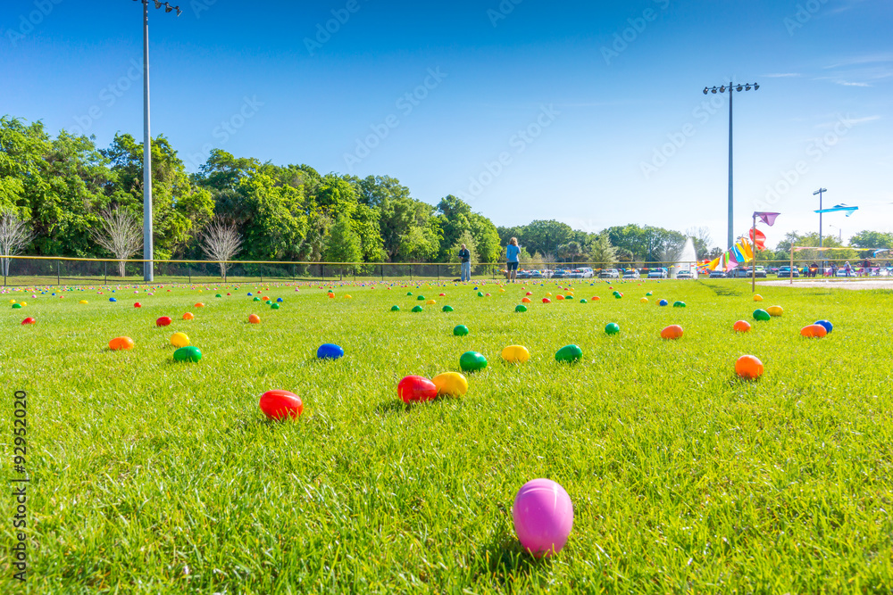 Fototapeta premium Easter eggs in the field