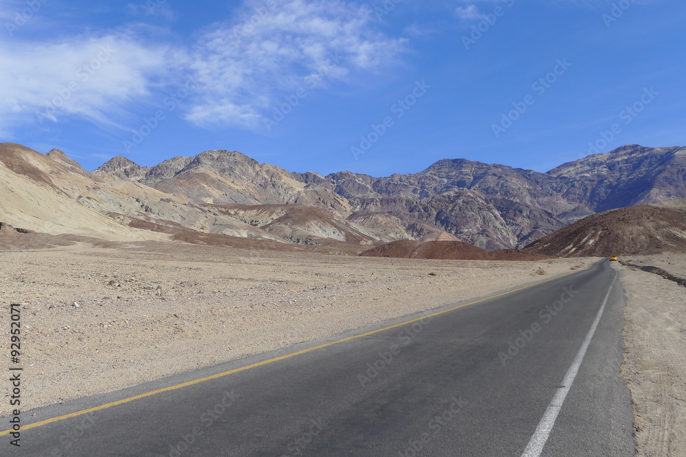 Mountain, Desert and Road in Death Valley National Park