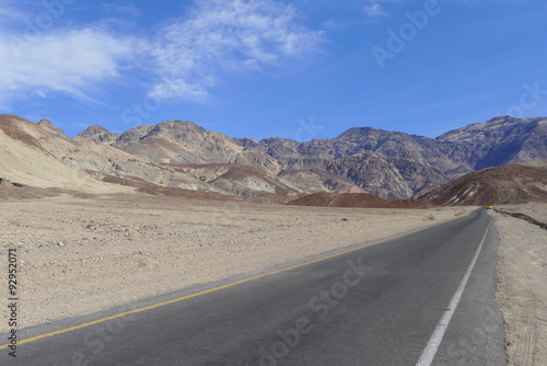 Mountain  Desert and Road in Death Valley National Park