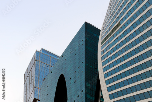 Office buildings of glass and metal in downtown
