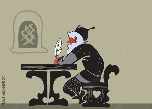 Ancient scribe wrote a book. Vector