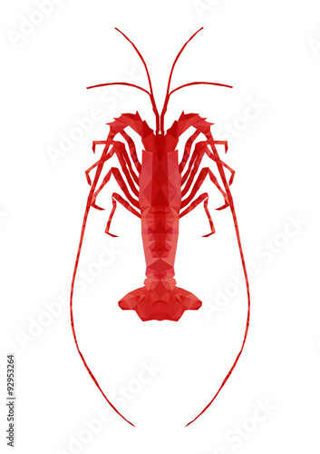 polygonal rock lobster, polygon sea life, isolated vector illust