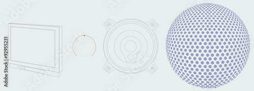 Wire mesh radio. Vector