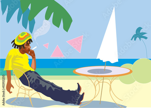Lazy lifestyle, Jamaica rastafarian. Vector