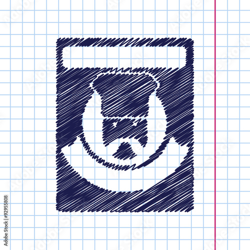 Vector hand drawn chef cook powder icon on copybook