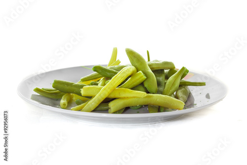 green bean plate on white background
