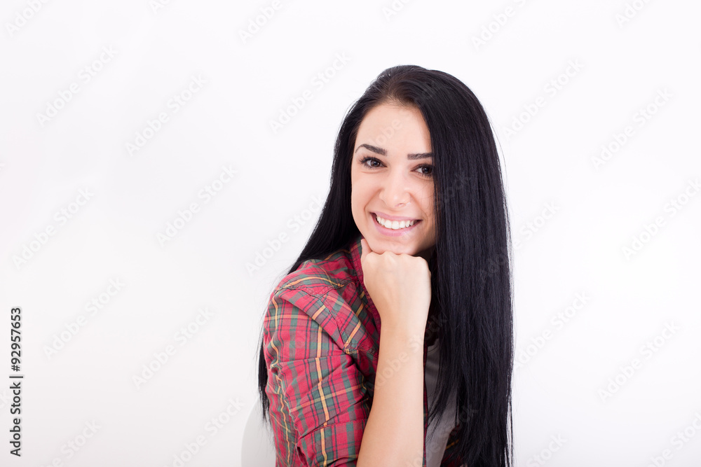 Smiling girl on white background Smiling girl on white background