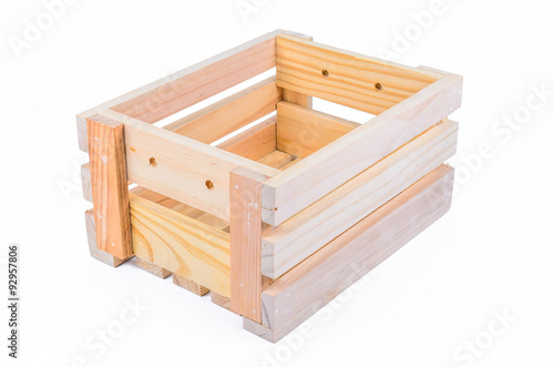 empty wooden crate isolated on white background © bookzaa