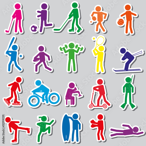sport silhouettes color simple stickers set eps10