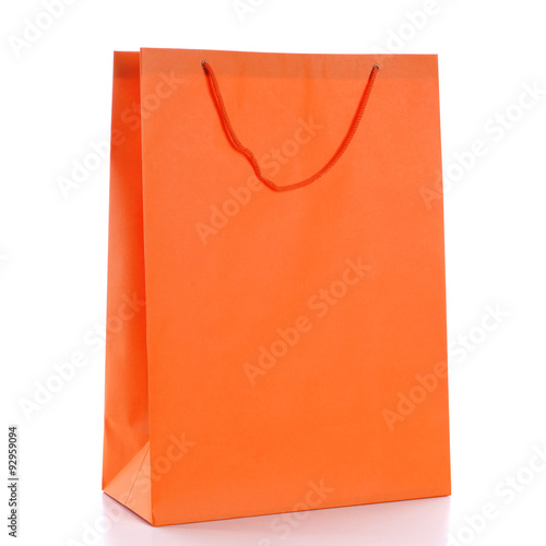 Paper shopping bag isolated on white