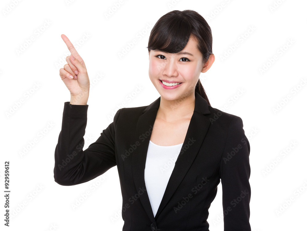 Asian businesswoman with finger point up Asian businesswoman with finger point up