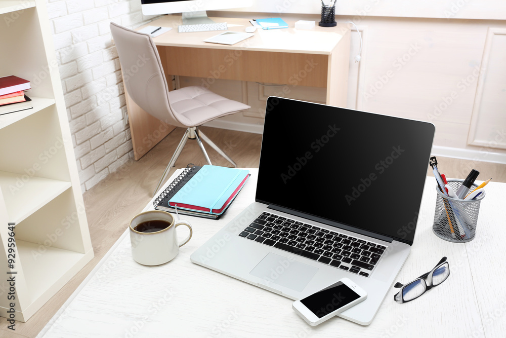 Workplace with computer in office Workplace with computer in office