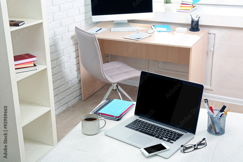 Workplace with computer in office Workplace with computer in office