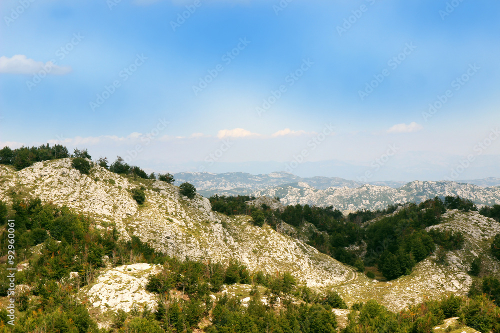 Lovcen National Park, Montenegro. Mountain view. Lovcen Mountains. View of the mountain valley. 